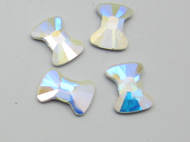 12 pcs. BOW TIE 6x4.5mm CRYSTAL AB FLATBACK European Rhinestones